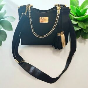 bebe Shoulder Bag or Satchel‎ with Braided White & Black Handles